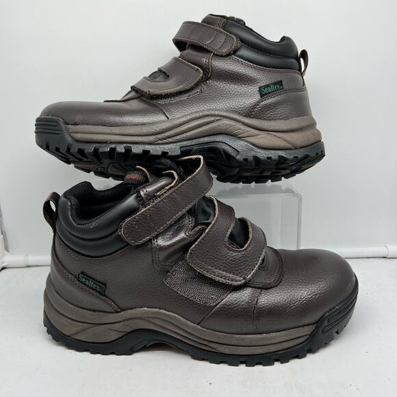 Propet Boots Mens 7 D Cliff Walker Brown Leather Hiking Work Shoes MPRX85 - Picture 1 of 9